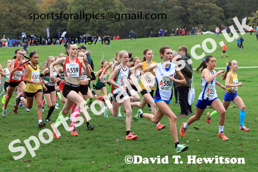 Girls Under-13s relay, 2025 Northern Cross Country Relays, Graves Park, Sheffield. Photo: David T. Hewitson/Sports for All Pics